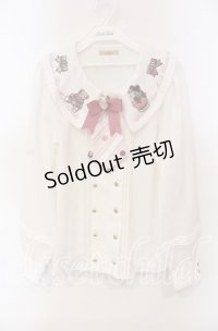 Amavel / Nounours Chocolatory ブラウス F シロ×ピンク O-25-12-06-030-CA-BL-OW-OS