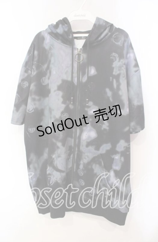 画像1: NieR CLOTHING / 転写pt半袖ZIPパーカー F ブラック O-25-12-06-035-PU-TO-OW-ZT064 (1)