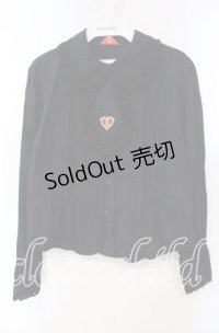 BABY,THE STARS SHINE BRIGHT / プリンセスドロップ刺しゅうネクタイ付ブラウス  クロ O-25-12-06-037-BA-BL-OW-OS