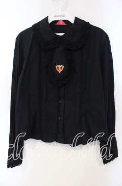 画像1: BABY,THE STARS SHINE BRIGHT / プリンセスドロップ刺しゅうネクタイ付ブラウス  クロ O-25-12-06-037-BA-BL-OW-OS