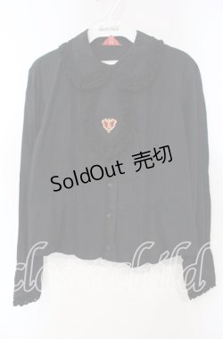 画像1: BABY,THE STARS SHINE BRIGHT / プリンセスドロップ刺しゅうネクタイ付ブラウス  クロ O-25-12-06-037-BA-BL-OW-OS