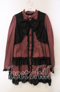 画像1: ALGONQUINS / レイヤードデザインシャツワンピース F ブラック×ピンク O-25-12-06-039-AL-OP-OW-OS