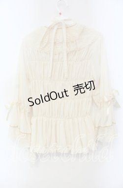 画像4: metamorphose / シャーリングラッパ袖ブラウス（デシン）  アイボリー O-25-12-06-040-ME-BL-OW-OS