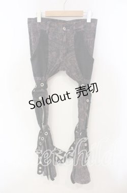 画像1: ALGONQUINS / プリントボンテージパンツ 1 ピンク×ブラック O-25-12-06-045-AL-PA-OW-OS