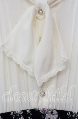 画像2: axes femme / リボン付レイヤード花柄ワンピース  アイボリー×クロ O-25-12-06-063-AX-OP-IG-OS