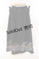 axes femme / ステッチ刺繍起毛スカート  クロ O-25-12-06-064-AX-SK-IG-OS