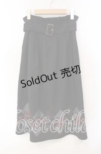 axes femme / ステッチ刺繍起毛スカート  クロ O-25-12-06-064-AX-SK-IG-OS