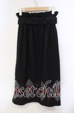 画像3: axes femme / ステッチ刺繍起毛スカート  クロ O-25-12-06-064-AX-SK-IG-OS