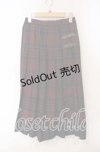 axes femme / プリーツチェックロングスカート  アカ O-25-12-06-066-AX-SK-IG-ZT518