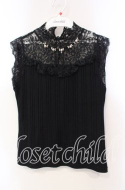 画像1: axes femme / パール付きタンクトップ  クロ O-25-12-06-067-AX-TO-IG-OS