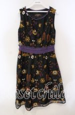 画像1: axes femme NOSTALGIE / アンティーク柄総刺繍ワンピース  クロ×パープル O-25-12-06-069-AX-OP-IG-ZT272 (1)