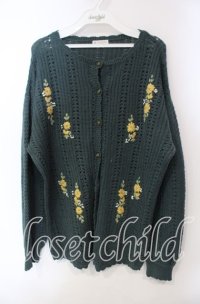 axes femme / オリジナル手刺繍ロングカーデ  グリーン O-25-12-06-070-AX-TO-IG-OS