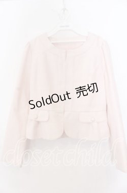 画像1: axes femme / パイピングツイードジャケット  ピンク O-25-12-07-005-AX-JA-IG-OS