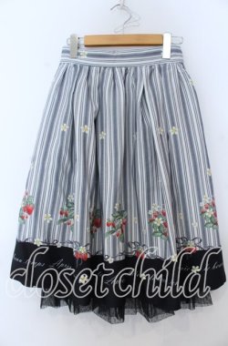 画像1: axes femme POETIQUE / ストロベリーストライプスカート Ｍ くろ O-25-12-07-050-AX-SK-IG-OS