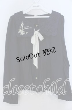 画像1: axes femme POETIQUE / Disneyラプンツェル/スカラップ襟刺繍ブラウス Ｍ ネイビー O-25-12-07-051-AX-BL-IG-OS