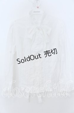 画像1: Innocent World / 大きなリボンのスタンドカラーブラウス  シロ O-25-12-07-053-IW-BL-OW-OS