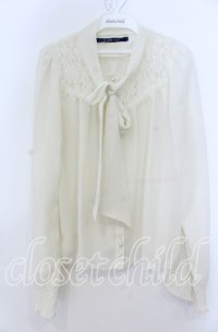 an another angelus / レース切り替えシフォンボウタイブラウス  アイボリー O-25-12-07-054-CA-BL-IG-OS