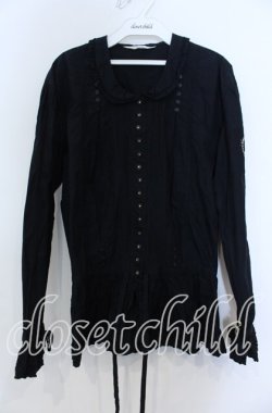 画像1: PINK HOUSE / フラワーハートリース刺繍ブラウス  クロ O-25-12-07-007-LO-BL-IG-OS