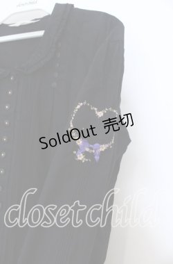 画像2: PINK HOUSE / フラワーハートリース刺繍ブラウス  クロ O-25-12-07-007-LO-BL-IG-OS