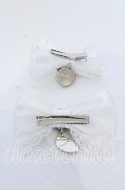 画像2: DearMyLove / キラキラハートビジューレース2個セットリボンクリップ  シロ O-25-12-07-074-EL-AC-OW-OS