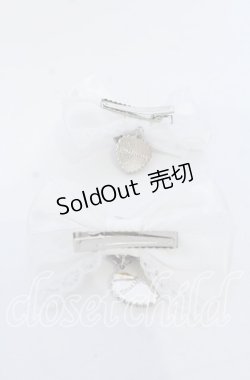 画像2: DearMyLove / キラキラハートビジューレース2個セットリボンクリップ  シロ O-25-12-07-074-EL-AC-OW-OS