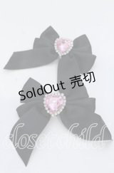 DearMyLove / シューズ用ビジューリボンクリップ  クロ×ピンク O-25-12-07-075-EL-ZA-OW-ZT271