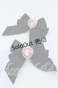 DearMyLove / シューズ用ビジューリボンクリップ  クロ×ピンク O-25-12-07-075-EL-ZA-OW-ZT271