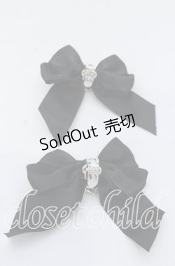 画像2: DearMyLove / シューズ用ビジューリボンクリップ  クロ×ピンク O-25-12-07-075-EL-ZA-OW-ZT271