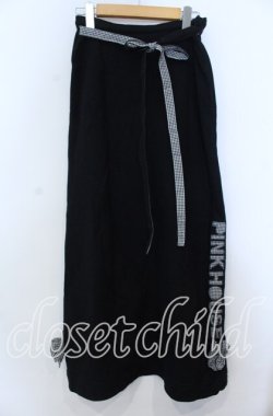 画像1: PINK HOUSE / ギンガムロゴ裏毛スカート  クロ O-25-12-07-008-LO-SK-IG-OS