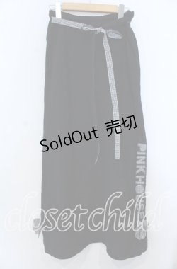 画像1: PINK HOUSE / ギンガムロゴ裏毛スカート  クロ O-25-12-07-008-LO-SK-IG-OS