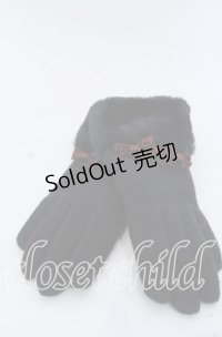 axes femme / 3連リボン手袋  クロ O-25-12-07-087-AX-ZA-IG-ZT323