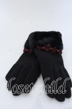 画像1: axes femme / 3連リボン手袋  クロ O-25-12-07-087-AX-ZA-IG-OS