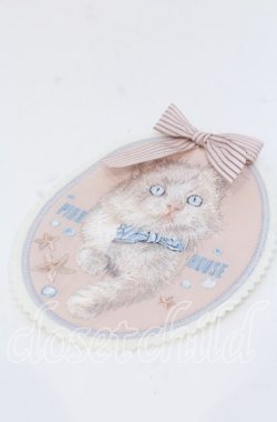 画像1: PINK HOUSE / さざ波とねこ刺繍ワッペン  ピンク O-25-12-07-092-LO-ZA-OW-OS