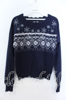 画像1: axes femme / スノーノルディックニット  ネイビー O-25-12-07-002-AX-TO-IG-OS