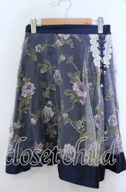 画像1: axes femme / 花柄オーガンジー重ねスカート  ネイビー O-25-12-07-017-AX-SK-IG-OS
