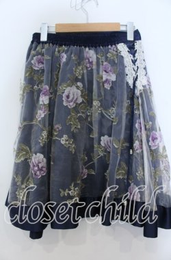 画像2: axes femme / 花柄オーガンジー重ねスカート  ネイビー O-25-12-07-017-AX-SK-IG-OS