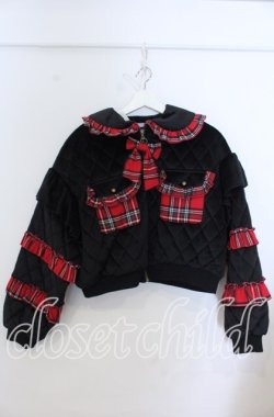 画像1: axes femme kawaii / フリルキルティングブルゾン Ｍ クロ×アカ　 O-25-12-07-019-AX-JA-IG-OS