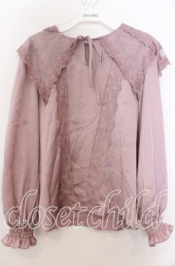 画像1: axes femme POETIQUE / レースセーラー襟ブラウス Ｍ ピンク O-25-12-07-023-AX-BL-IG-OS