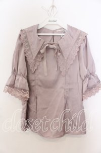 axes femme POETIQUE / ビッグセーラー襟半袖ブラウス Ｍ ピンク O-25-12-07-024-AX-BL-IG-ZT1212G