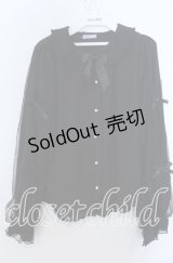 axes femme kawaii / ドットチュールブラウス Ｍ くろ O-25-12-07-026-AX-BL-IG-OS