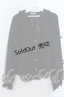 画像1: axes femme kawaii / ドットチュールブラウス Ｍ くろ O-25-12-07-026-AX-BL-IG-OS