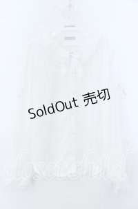 axes femme kawaii / ドットチュールブラウス  しろ O-25-12-07-028-AX-BL-IG-OS