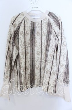 画像1: axes femme / オーナメントストライプ柄ブラウス Ｍ 生成り O-25-12-07-029-AX-BL-IG-OS