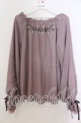 axes femme / すみれ刺繍シフォンプルオーバー Ｍ ピンク O-25-12-07-030-AX-TO-IG-OS