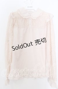 axes femme POETIQUE / レーシーフリルブラウス Ｍ ピンク O-25-12-07-032-AX-BL-IG-OS