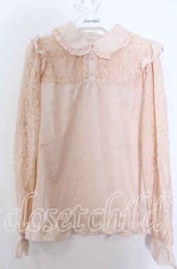 画像1: axes femme POETIQUE / レーシーフリルブラウス Ｍ ピンク O-25-12-07-032-AX-BL-IG-OS