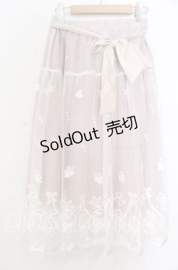 画像1: axes femme POETIQUE / リボンブーケレーススカート Ｍ ピンク O-25-12-07-036-AX-SK-IG-OS