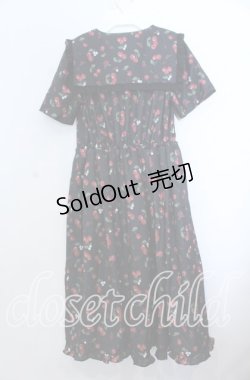 画像2: axes femme / チェリーローズ柄セーラーワンピース Ｍ クロ O-25-12-07-040-AX-OP-IG-ZT011
