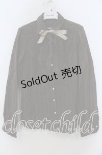 axes femme / 襟取り外しフリルブラウス Ｌ ブラウン O-25-12-07-048-AX-BL-IG-OS