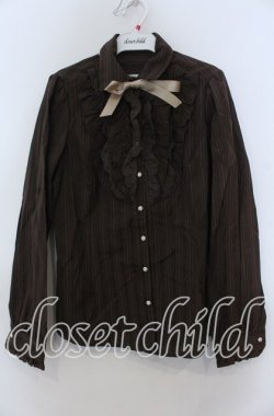 画像1: axes femme / 襟取り外しフリルブラウス Ｌ ブラウン O-25-12-07-048-AX-BL-IG-OS